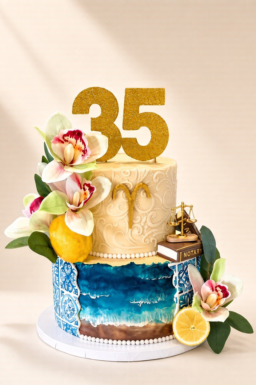 Personalized milestone celebration cake by Cake Theory in Brossard, Quebec