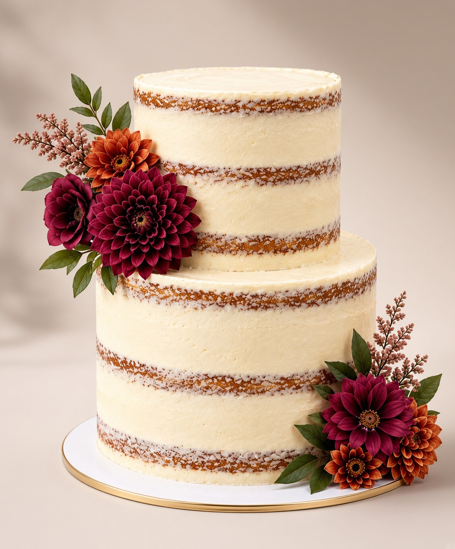 Rustic naked floral celebration cake Brossard